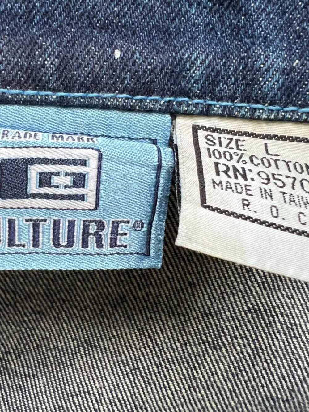 Vintage Y2k Culture Jeans Denim Jacket Mens Large dark wash denim pocket flaps